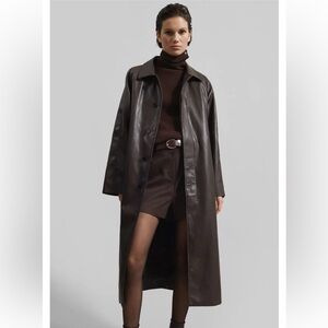 The Frankie Shop One Size Skane Faux Leather Trench - Brown